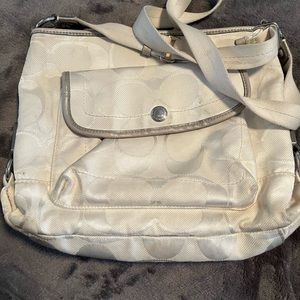 White fabric coach crossbody purse